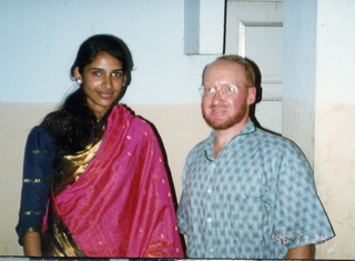 Satish-Geeta wedding in Madras, India - Adam and Dr. Krishnamurthy at elephant circle at IIT Madras