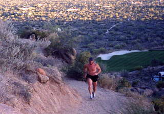 Pinnacle Peak, Adam running, zoom more