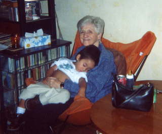 2004-Gloria with sleeping Gaby
