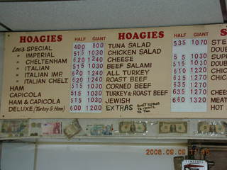 Lee's Hoagie House on Cheltenham Avenue -- the original Lee's -- menu