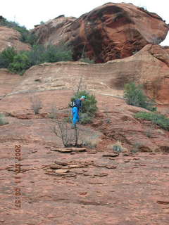 Sedona -- Secret Canyon hike -- Adam climbing slickrock