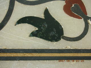 111 69e. Taj Mahal ornate inlaid marble on main building