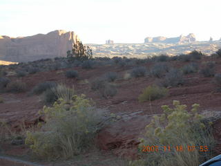 40 6bj. Arches National Park - Park Avenue Trail at daybreak