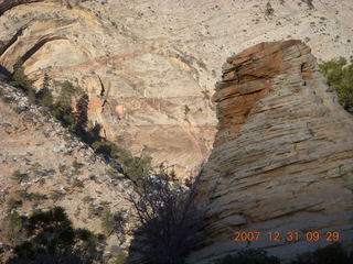 116 6cx. Zion National Park - sunrise Angels Landing hike - top - rockpile