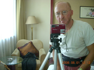 111 6l1. eclipse - Jiuquan - Adam and camera with tripod