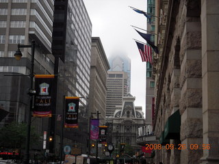 Philadelphia skyline under clouds