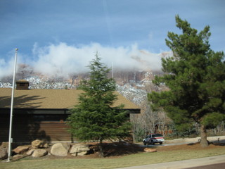 27 6qg. beth's Saturday zion-trip pictures - striking view and cloud-covered mountains going to zion