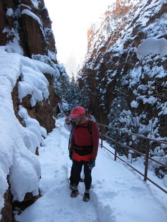 75 6qg. beth's Saturday zion-trip pictures - Zion National Park - Angels Landing hike - Debbie behind Adam