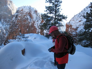 91 6qg. beth's Saturday zion-trip pictures - Zion National Park - Angels Landing hike - Debbie behind Adam