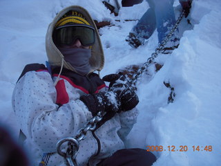 70 6ql. Zion National Park - Angels Landing hike - Debbie climbing chains