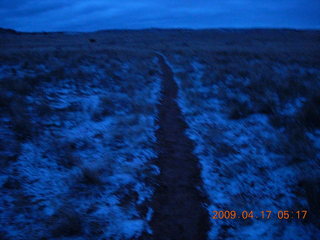2 6uh. Canyonlands - Lathrop trail hike - predawn running through the grass