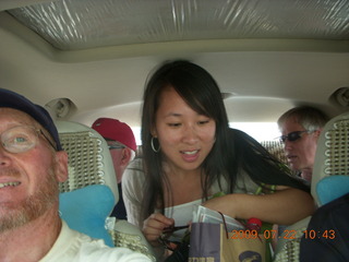 103 6xn. China eclipse - driving down from Anji - Adam and Mango and people in car