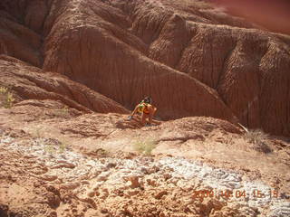 301 704. Escalante to Kodachrome - Panorama trail - Cool Cave area - Adam climbing