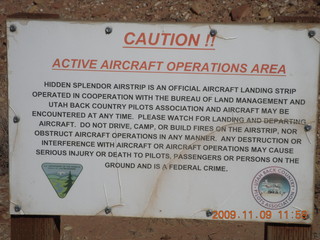 77 719. Hidden Splendor run - airstrip sign
