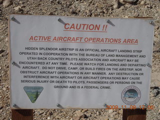 81 719. Hidden Splendor run - airstrip sign