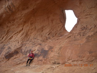 30 71c. Arches National Park - Devils Garden hike - Adam at Partition Arch
