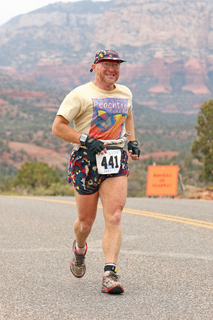 Sedona half-marathon - another runner and Adam