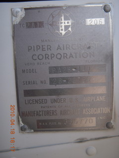 N4372J data plate