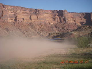 67 773. Mineral Canyon airstrip run - dusty takeoff