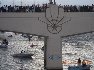 Arizona Ironman spectators on Mill Street bridge