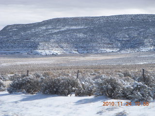 24 7dq. Moab trip - drive to Canyonlands Needles snow covered road