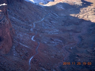 57 7dr. Moab trip - aerial - Green River canyon - washed out road
