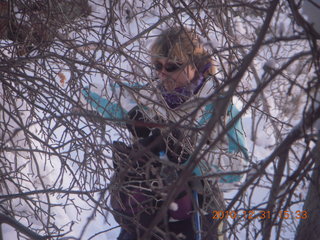 64 7ex. Zion National Park trip - Hidden Canyon hike - Sheri behind trees