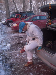 48 7f1. Zion National Park trip - Adam putting on crampons