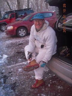 50 7f1. Zion National Park trip - Adam putting on crampons