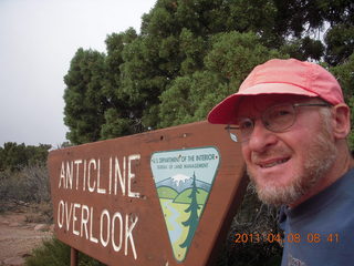 37 7j8. Anticline Overlook sign and Adam