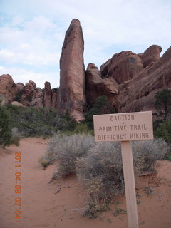 33 7j9. Arches Devil's Garden hike - primitive hiking sign