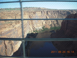 Page Airport (PGA) to Wahweap Marina run - Glen Canyon Dam Bridge - view of power-transmission stuff