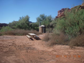 92 7qb. Canyonlands National Park - Lathrop trail hike - picnic tables at Colorado River