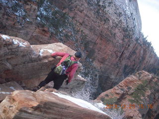 199 84p. Zion National Park - Angels Landing hike - Adam using chains