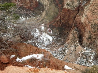 51 8gu. Zion National Park - Cable Mountain hike end view - snowy switchbacks