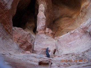 54 8gv. Cave Valley hike - our echo cave - Brian climbing