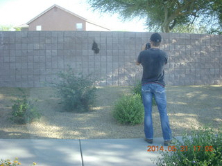 Sean G taking a picture of a beehive