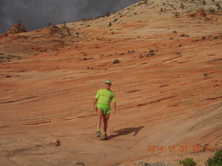 35 8t1. Zion National Park - Adam on slickrock (tripod and timer)