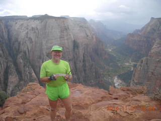 95 8t1. Zion National Park - Observation Point hike - summit - Adam - Forman's slide rule