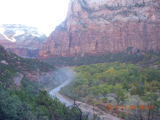 83 8t3. Zion National Park - Emerald Ponds hike - strange low clouds/fog