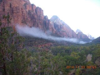85 8t3. Zion National Park - Emerald Ponds hike - strange low clouds/fog