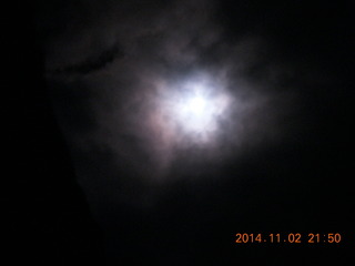 zion moonlight Riverwalk - cloudy moon