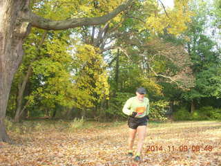 Curtis Arboretum - fall foliage - Adam running (tripod and timer)