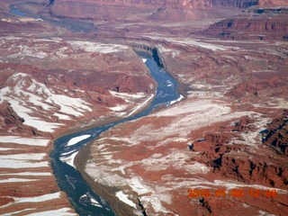 64 8v2. aerial - snowy canyonlands - Caveman Ranch airstrip