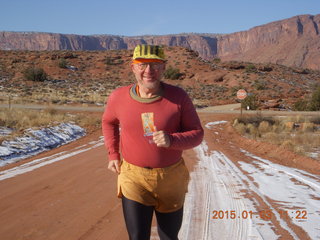 82 8v3. driving from Fisher Towers hike - Adam running - tripod and timer