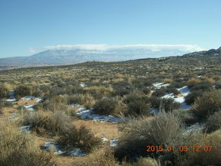 105 8v3. Arches National Park - driving - Lasal Mountains