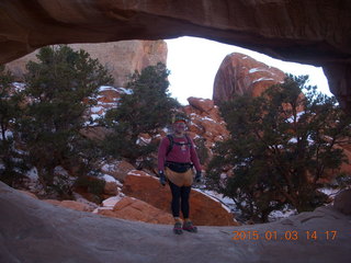 121 8v3. Arches National Park - Devils Garden hike - Adam in Double-O Arch