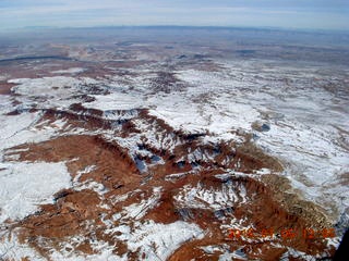 80 8v5. aerial - snowy canyonlands