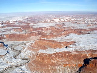 122 8v6. aerial - snowy canyonlands