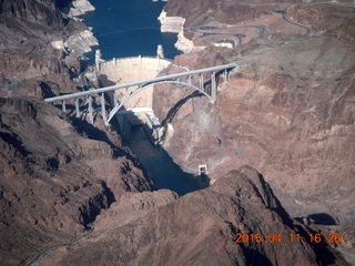 aerial - Hoover Dam and bridge